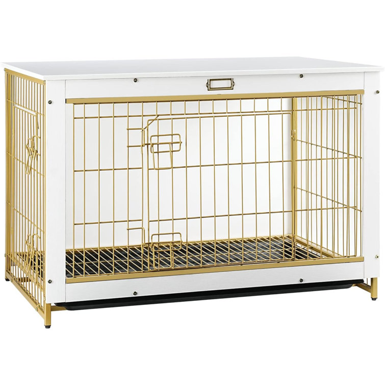 Tucker Murphy Pet Dog Crate Furniture Decorative Dog Kennel Wooden Pet Furniture With Pull Out Tray Home And Indoor Use Double Doors Modern Side End Table For Small Medium Dog Chew Resistant Wayfair